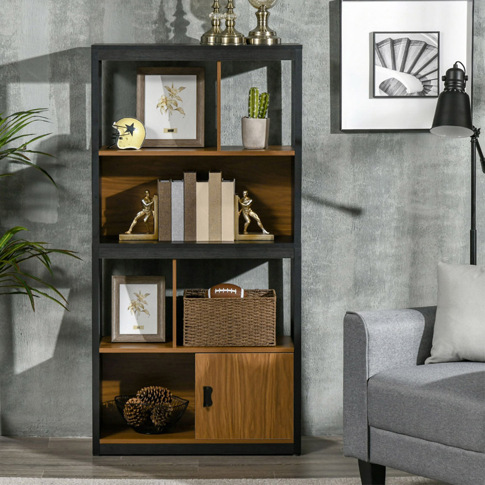 HOMCOM Single Door 4 Shelf Freestanding Bookshelf Image 3