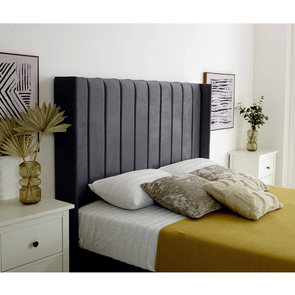 Eleganza Majestique King Size Steel Plush Velvet Bed Frame Image 2