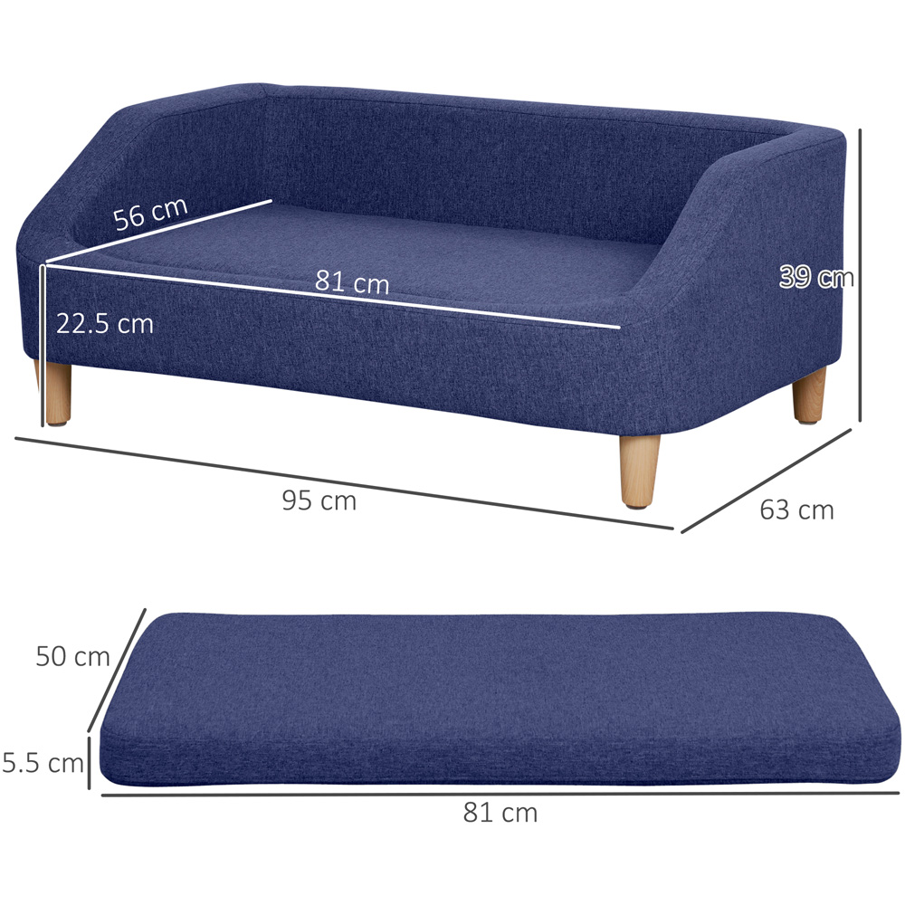 PawHut Blue Small Medium and Large Dogs Pet Sofa with Cushion Image 9
