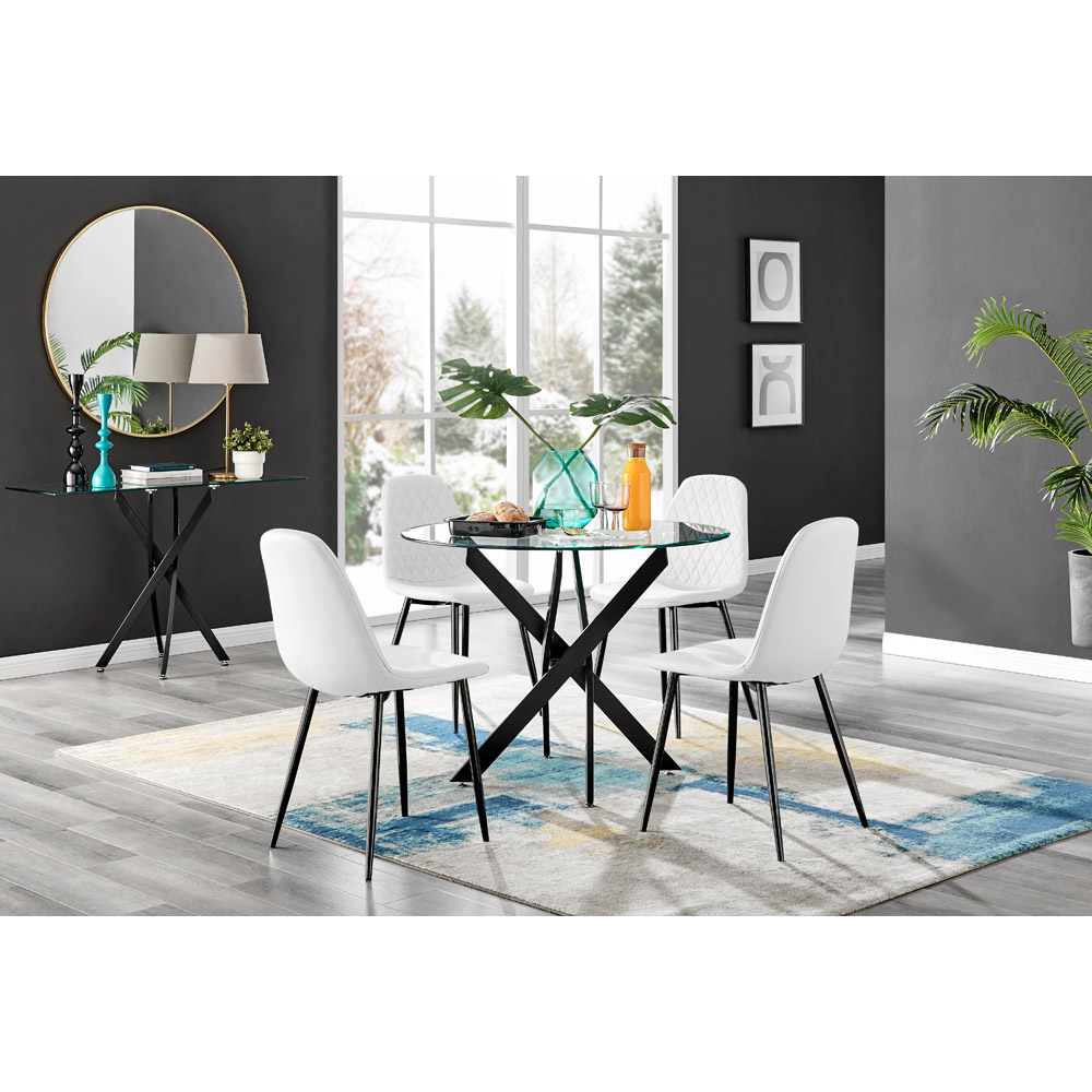 Furniturebox Arona Solara 4 Seater Round Dining Set Black and White Image 9