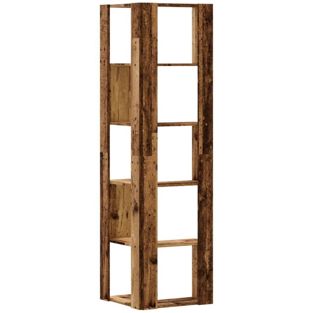 vidaXL 5 Shelf Old Wood Corner Bookcase Image 3