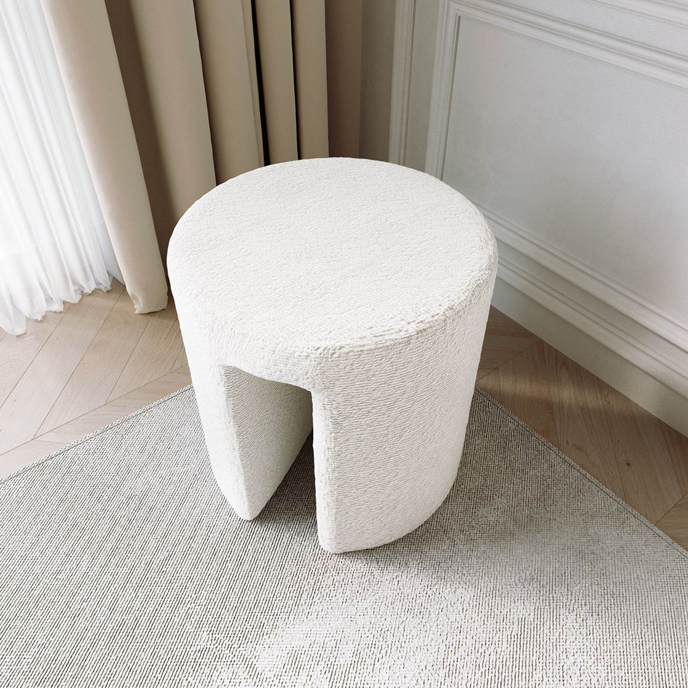 CARME Home Isla Ivory Bouclé Stool Image 7