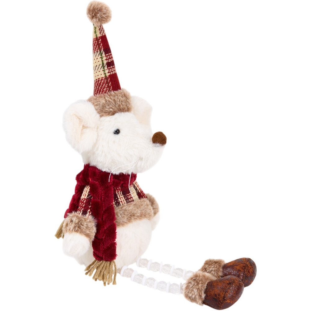 Shelf Sitting Plaid Winter Mouse Decoration Image 6