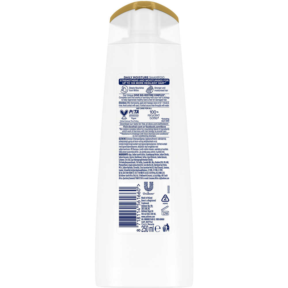 Dove Nutritive Solutions Daily Moisture Dry Hair Shampoo 250ml 6 Pack Image 3