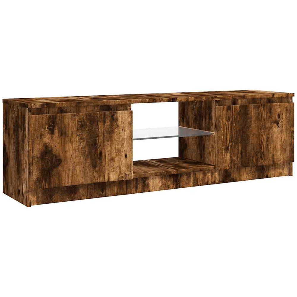 vidaXL 2 Door 2 Shelf Smoked Oak LED TV Cabinet Image 7