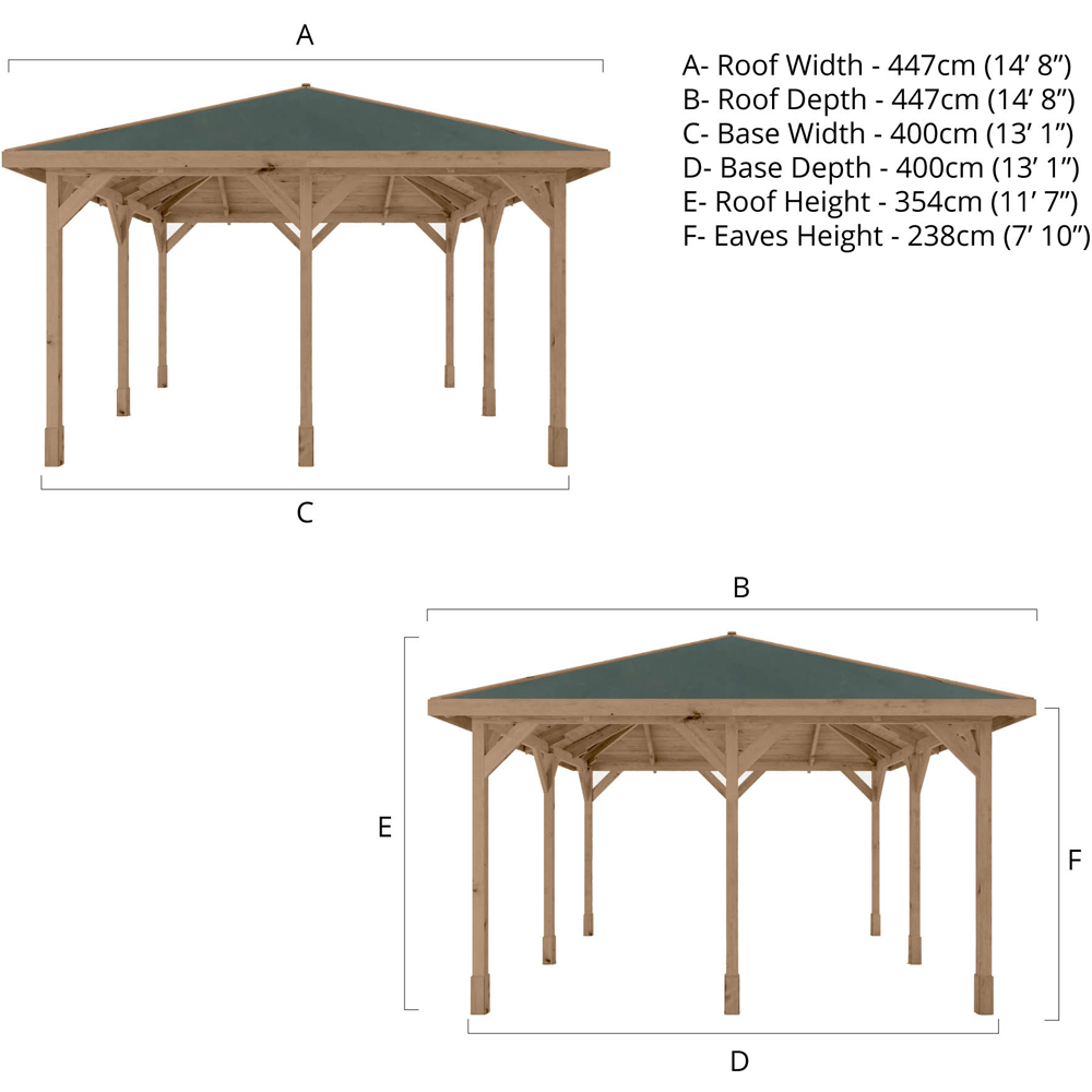 Mercia 4 x 4m Pressure Treated Traditional Gazebo Image 7