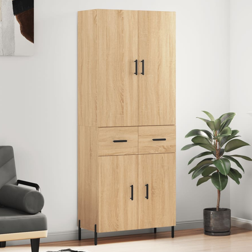 vidaXL 4 Door 2 Drawer Sonoma Oak Highboard Image 1