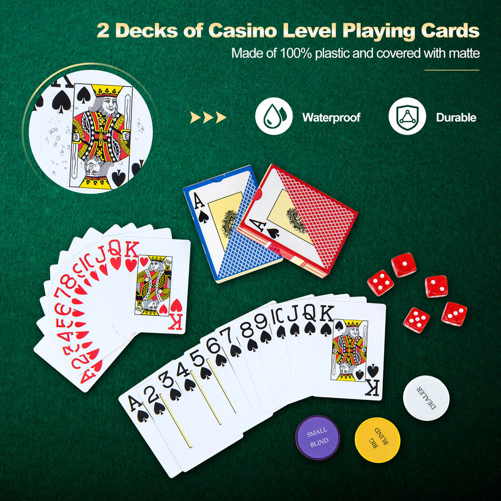 Costway Black Texas Holdem Poker Chip Set with Card Decks Image 6