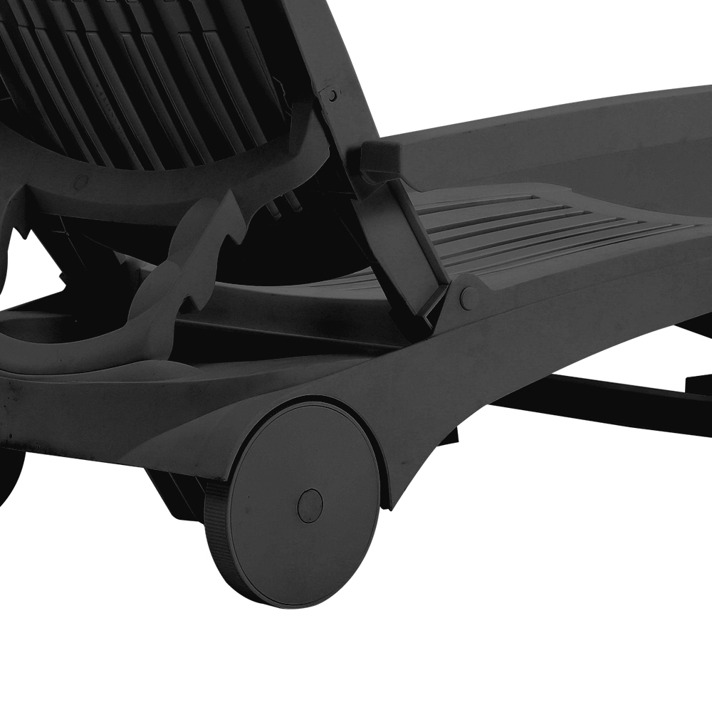 Living and Home Black Adjustable Folding Lounge Chair Recliner with Wheels and Storage Box Image 5