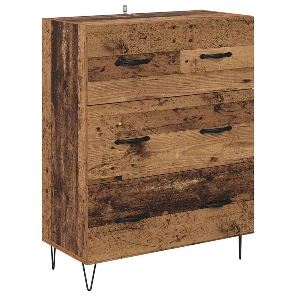 vidaXL 2 Glass Door 3 Drawer Old Wood Sideboard Image 6