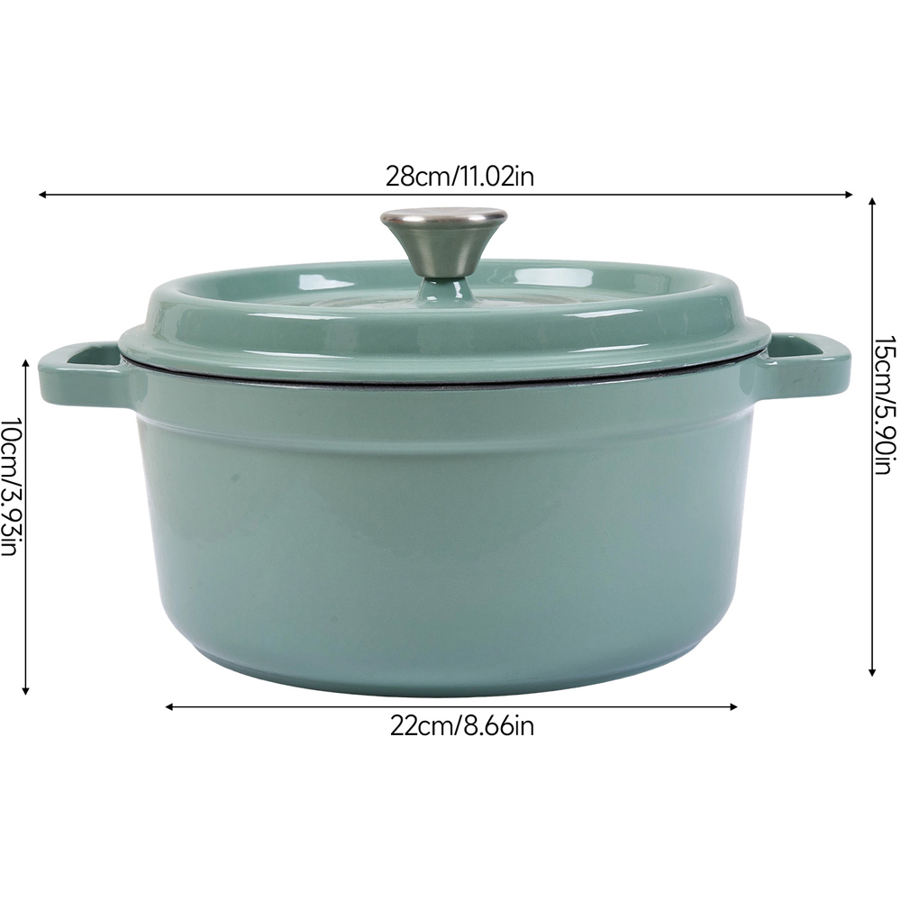 Living and Home 2.8L Emerald Green Enamelled Cast Iron Dutch Oven Image 8
