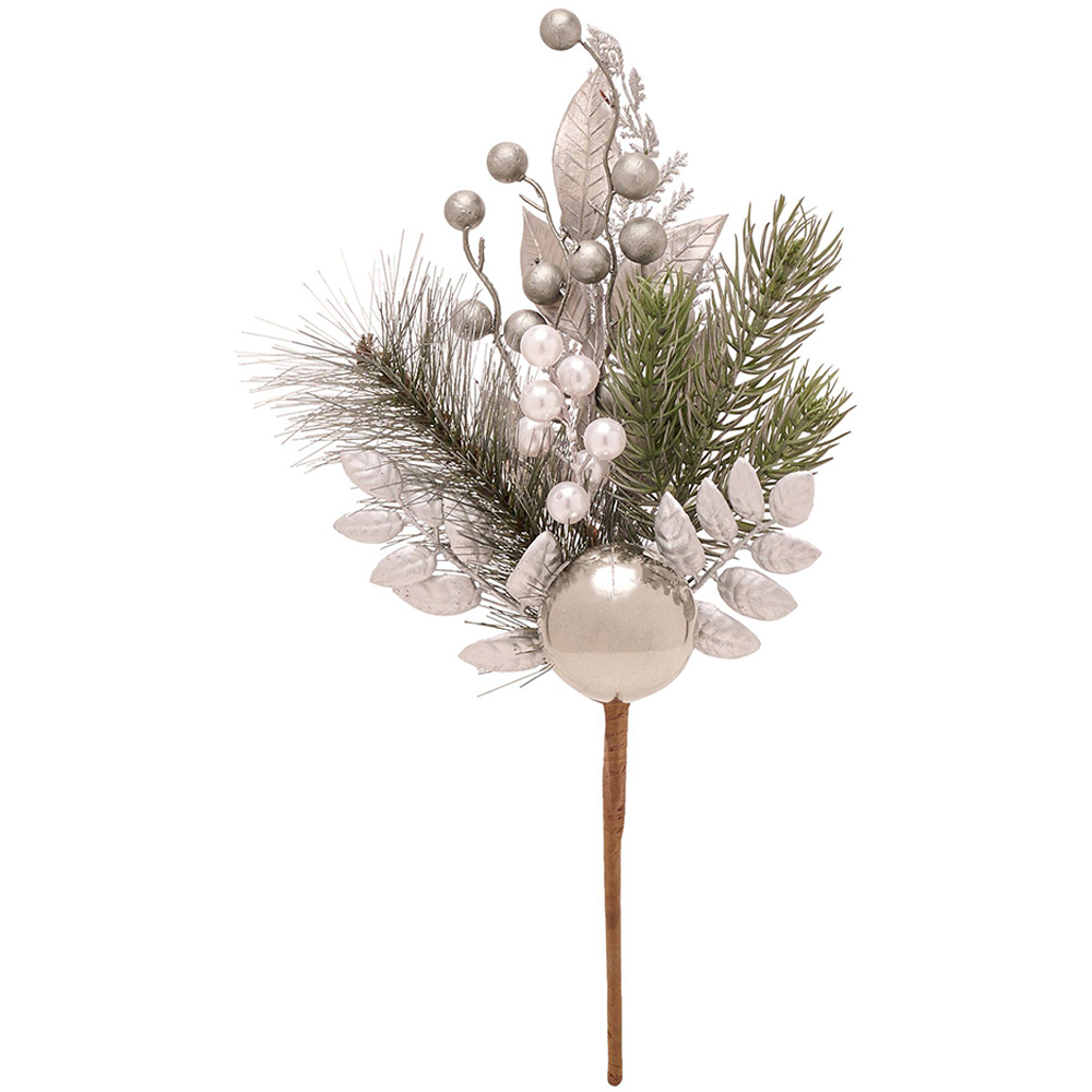 The Christmas Gift Co Pine and Bauble Stem Decoration Image 1