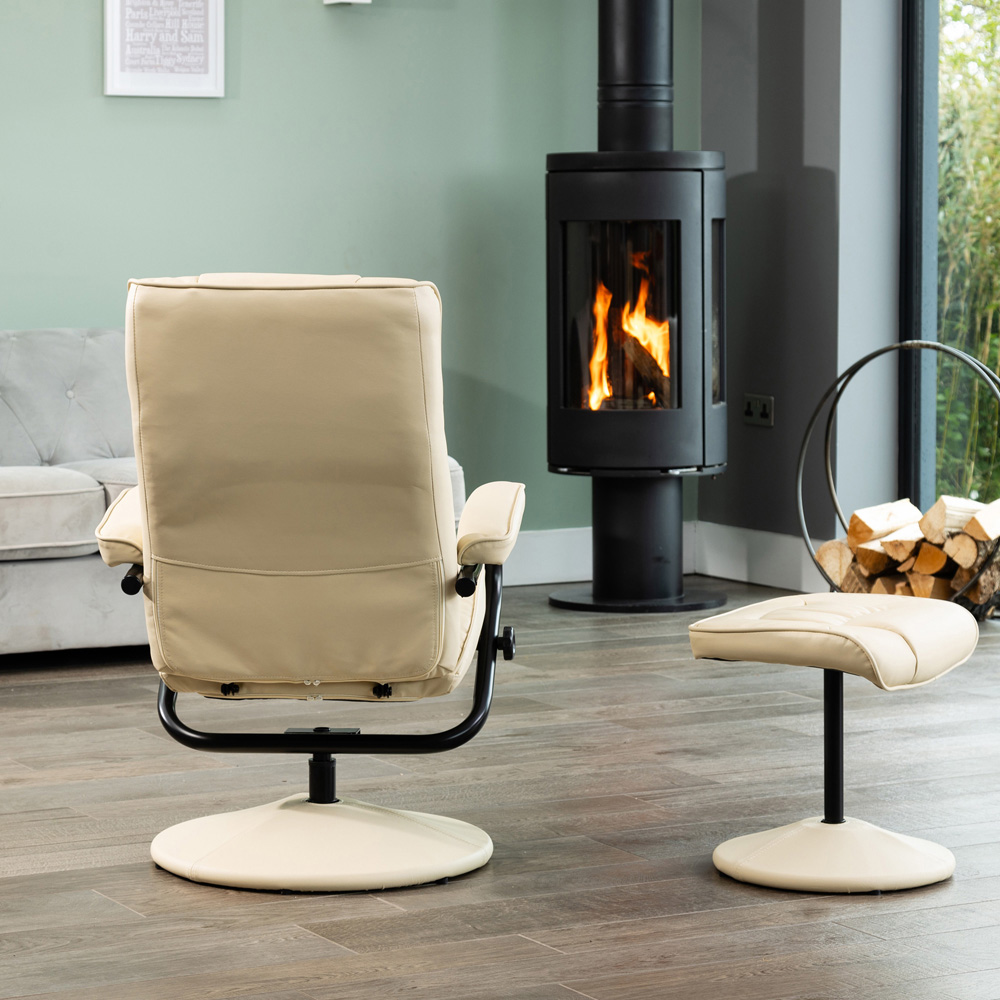 Artemis Home Gibson Cream Swivel Recliner Chair with Footstool Image 5