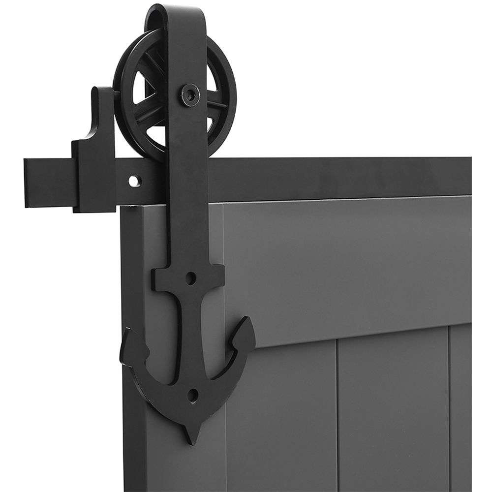 Living and Home Rustic Anchor Shaped Barn Door Hardware Kit 1.83m Image 3