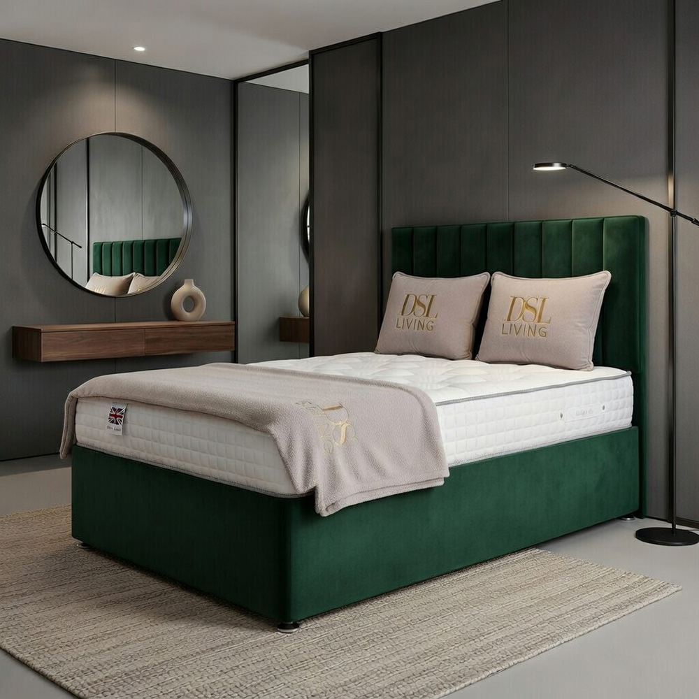 DS Living Aether Super King Size Green Plush Velvet Divan Bed Image 3