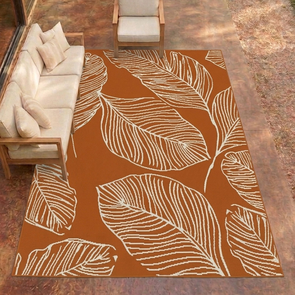 Portland Rugstyle Terracotta Leaf Rug 80 x 150cm Image 1