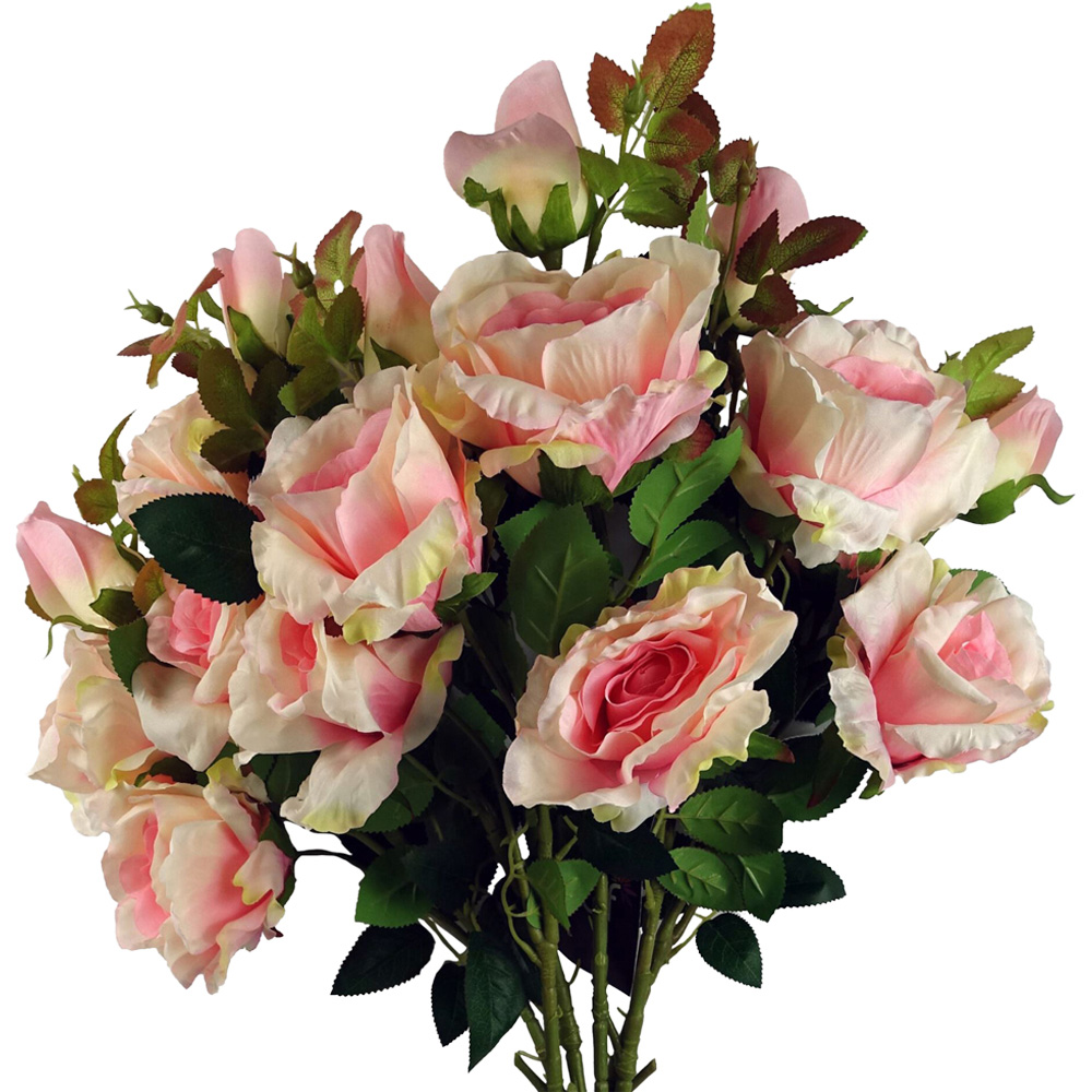 Leaf Pink Rose Artificial Stem 80cm 6 Pack Image 2