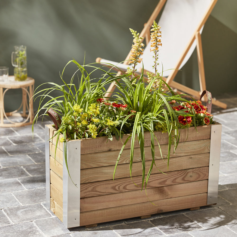 Cerland Bambou Wooden Rectangular Planter 80cm Image 2