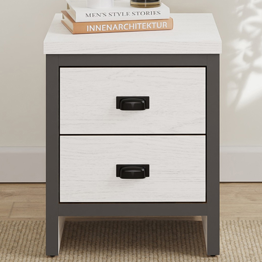 GFW Boston 2 Drawer White Oak Bedside Table Image 1