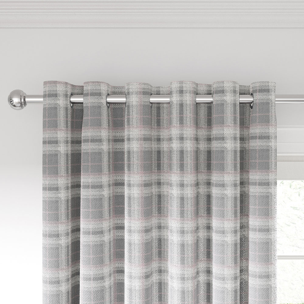 Helena Springfield Harriet Woven Lined Blush and Grey Curtains 168 x 183cm Image 2