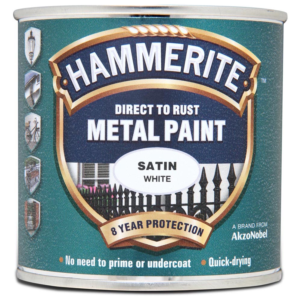 Hammerite Direct to Rust White Satin Metal Paint 250ml Image 2