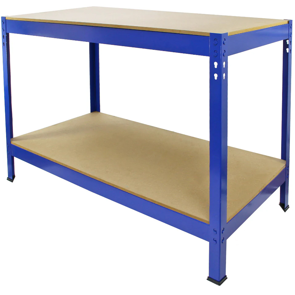 Monster Shop T-Rax Blue Shelving Rack with Q-Rax Workbench Set of 4 Image 5