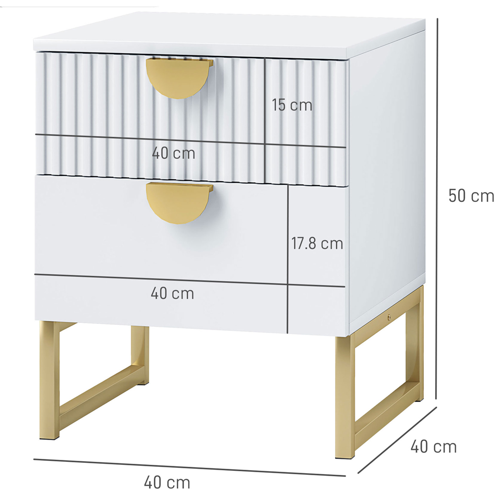 Portland 2 Drawer White Bedside Table Image 9