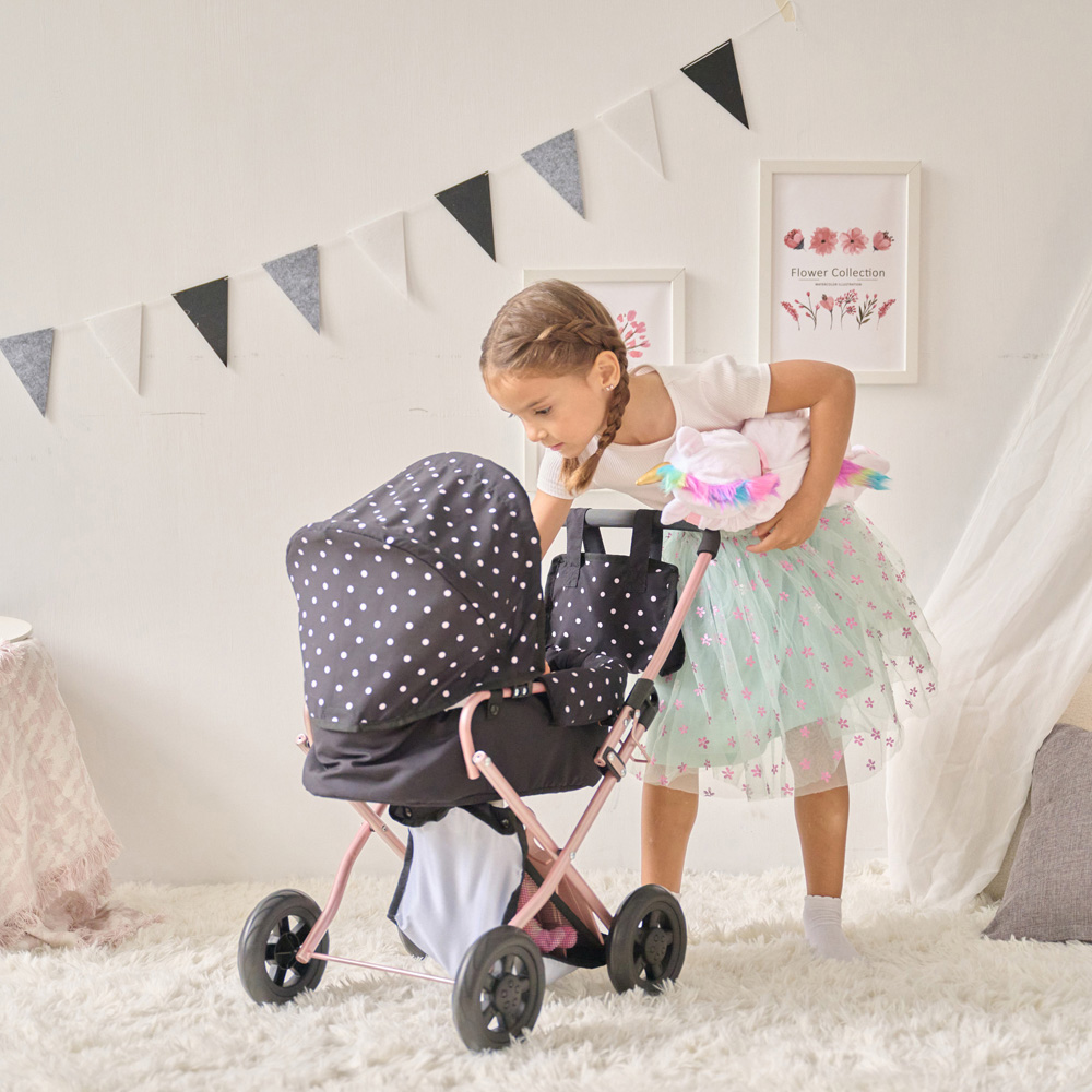 Teamson Kids Olivia's Little Black World Pin Up Classic Doll Stroller Image 2