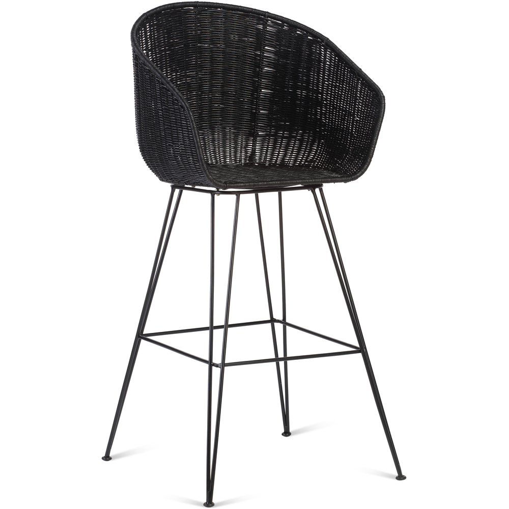 Desser Porto Large Black Wicker Bar Stool Image 2