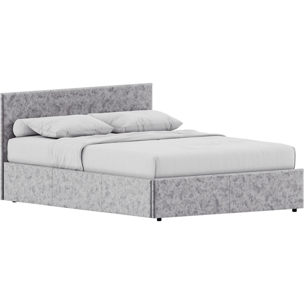 VIDA DESIGNS Veronica Double Silver Velvet Ottoman Bed with Gel Memory Foam Mattress Image 2