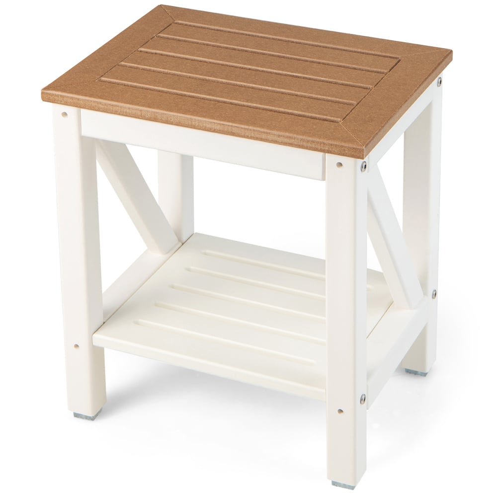 Costway Single Shelf Brown Waterproof Shower Bench Image 1