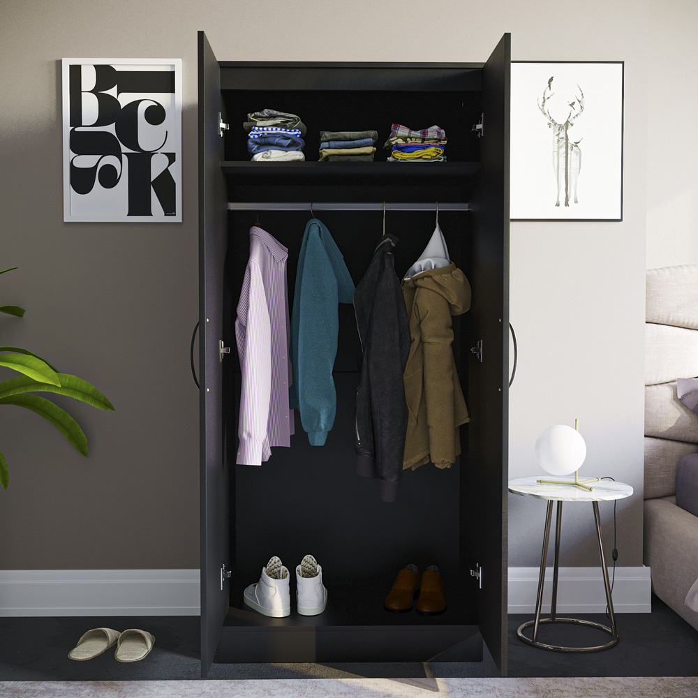 Vida Designs Hulio 2 Door Black Wardrobe Image 5