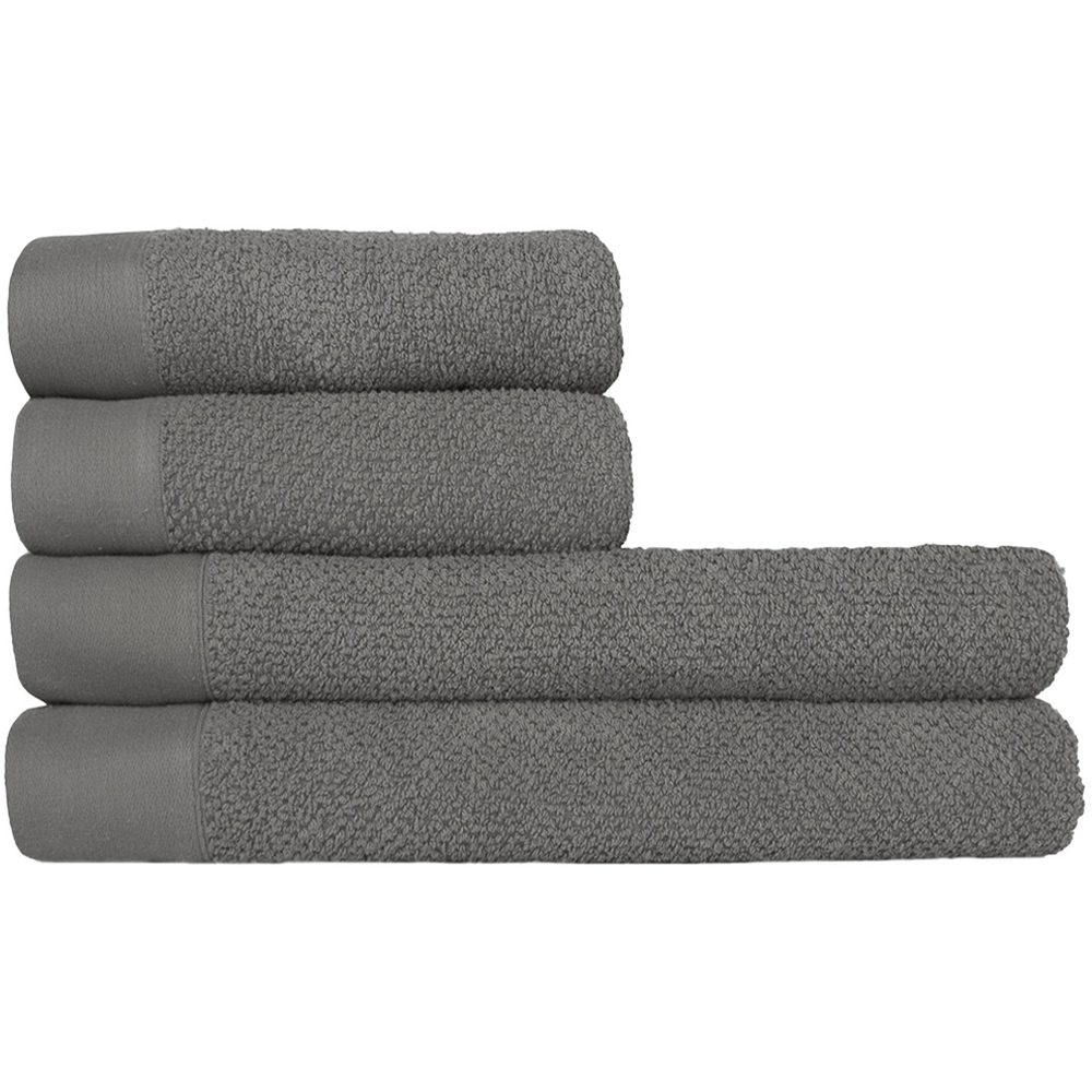 furn. Textured Cotton Cool Grey Hand Towels and Bath Sheets Set of 4 Image 1