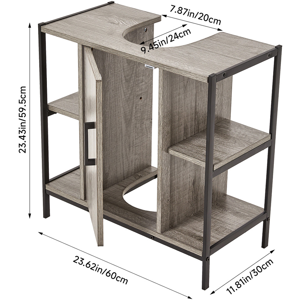 H&O Direct Single Door Metal Frame Under Sink Bathroom Cabinet Image 7