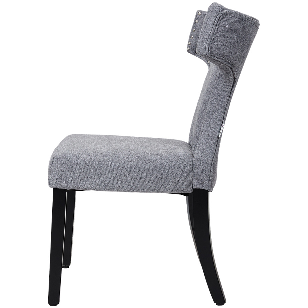 Living and Home Set of 2 Grey Linen Upholstered Dining Chairs Image 4