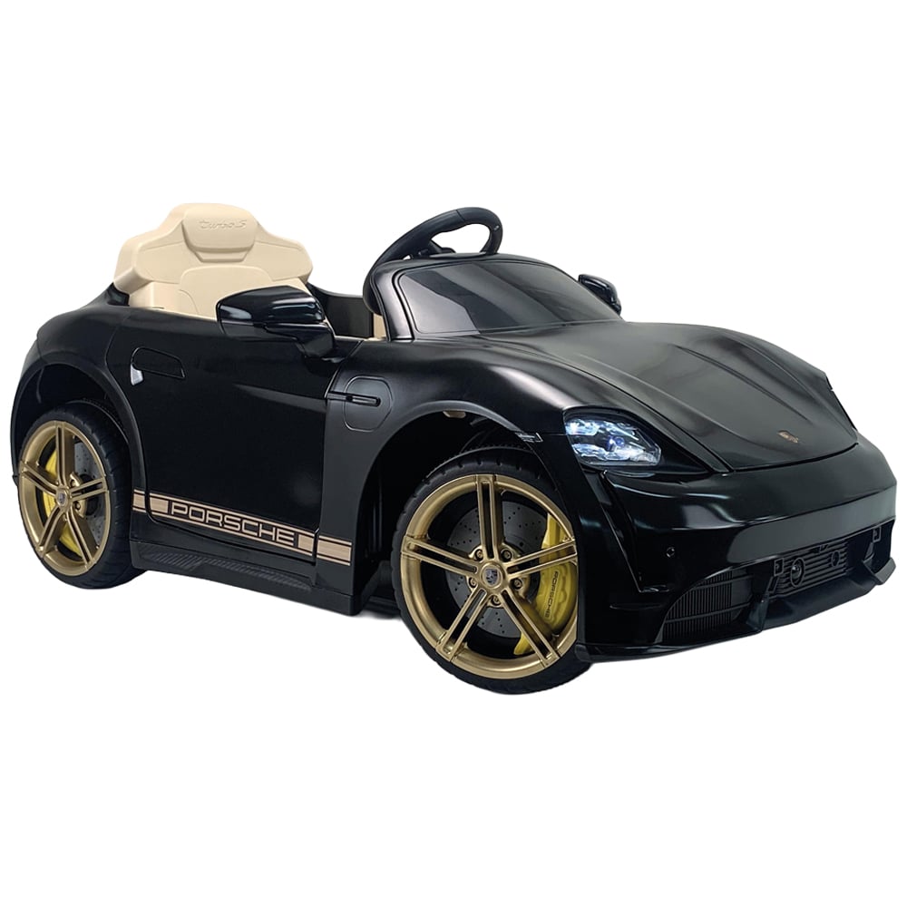 Injusa Black 12V Electric Porsche Taycan Turbo S Kids Ride On Image 1