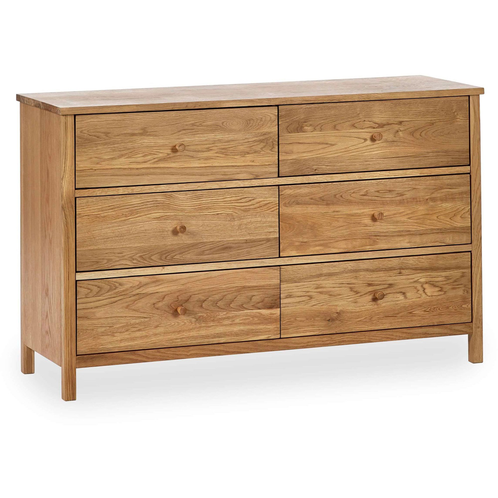 Julian Bowen Coxmoor 6 Drawer Solid Oak Wide Chest of Drawers Image 2