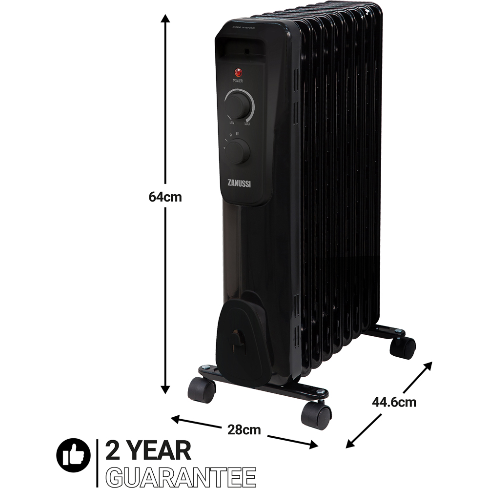 Zanussi Black 9-Fin Oil Filled Radiator 2000W Image 8