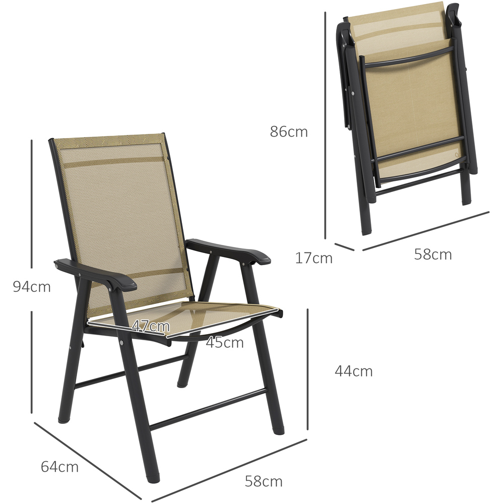 Outsunny Light Brown Garden Armchairs Folding Furniture Set of 4 Image 7