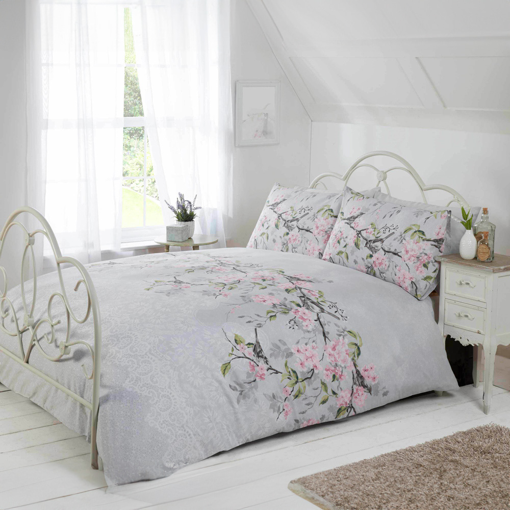 Rapport Home Eloise King Size Grey Duvet Cover Set Image 1