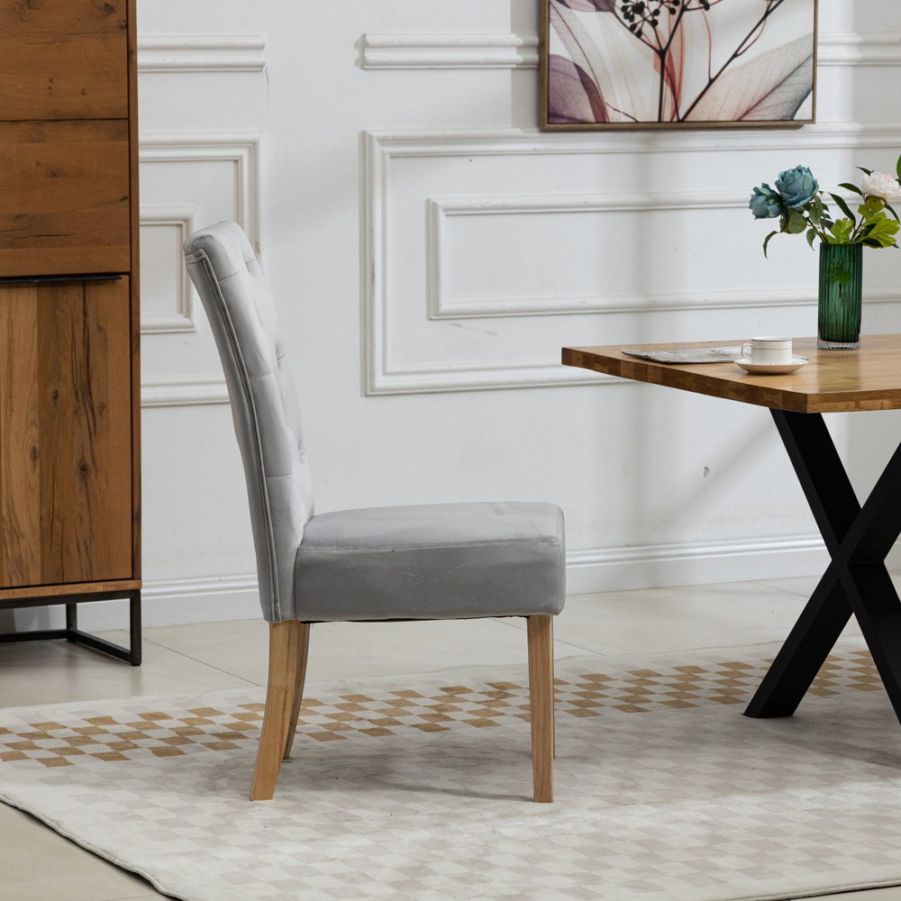 Artemis Home Pienza Set of 2 Silver Velvet Dining Chairs Image 4