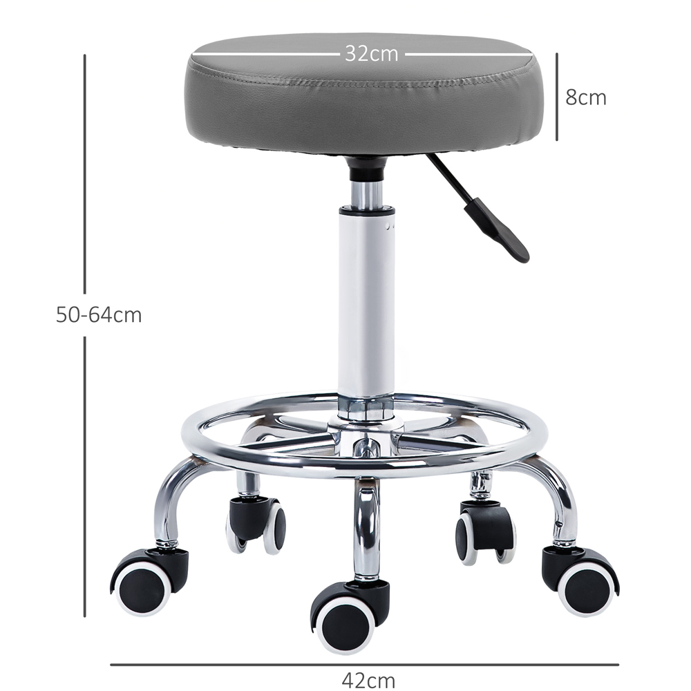 Portland Grey PU leather Round Adjustable Salon Stool Image 9