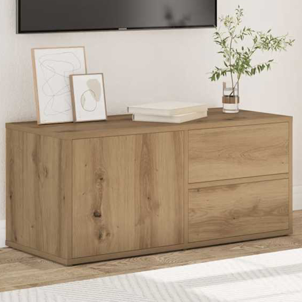 vidaXL Single Door 2 Drawer Artisan Oak TV Cabinet Image 1
