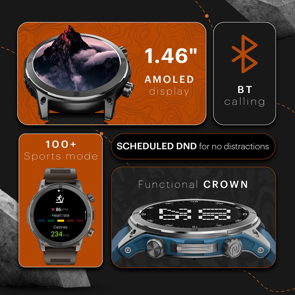 Noise NoiseFit Endeavour Fiery Orange Smartwatch Image 6