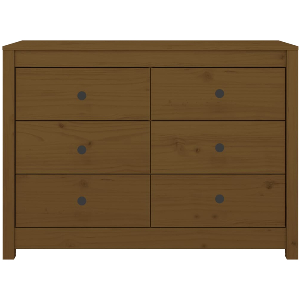 vidaXL 6 Drawer Honey Brown Side Cabinet Image 4