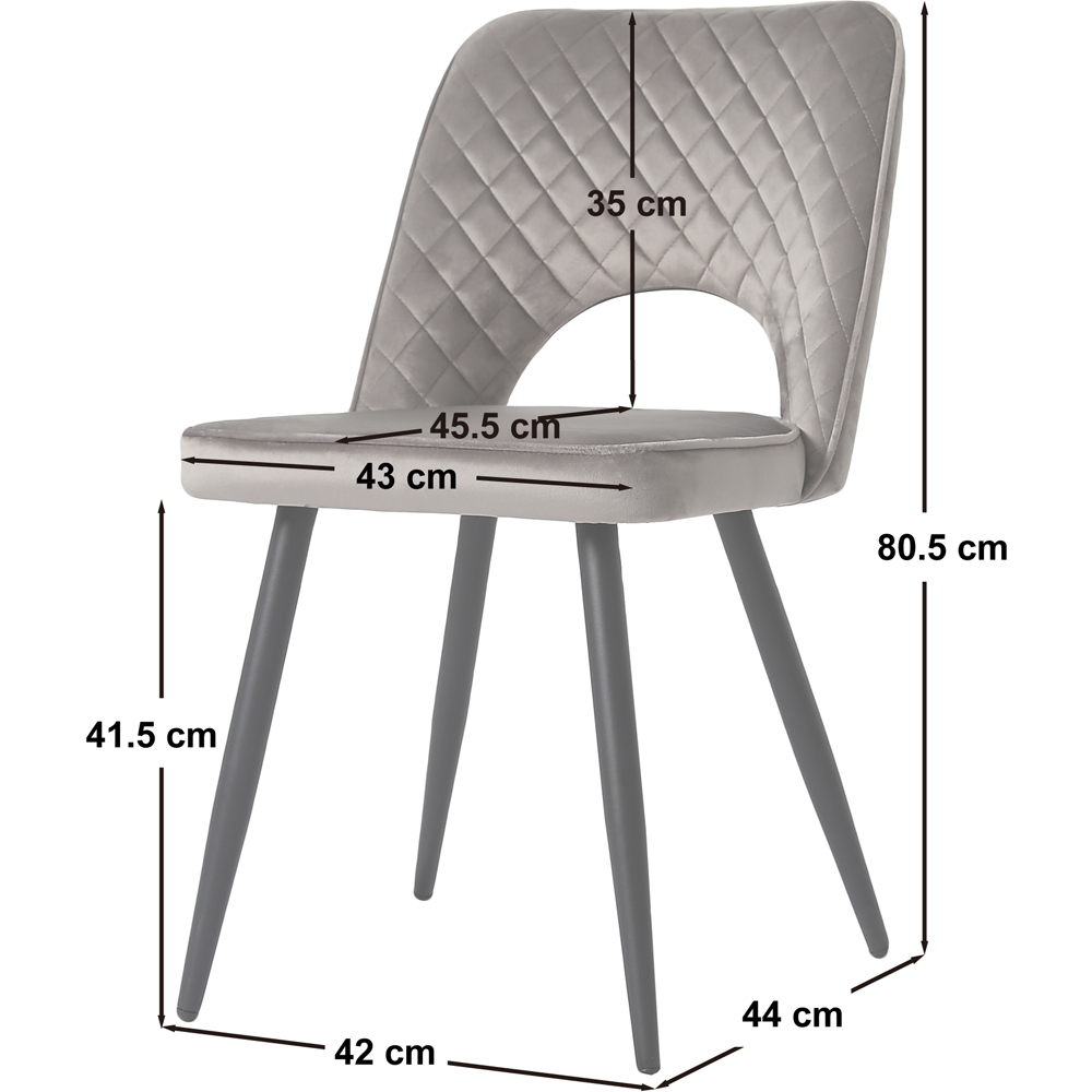 Metis Set of 2 Dark Grey Velvet Dining Chair Image 9