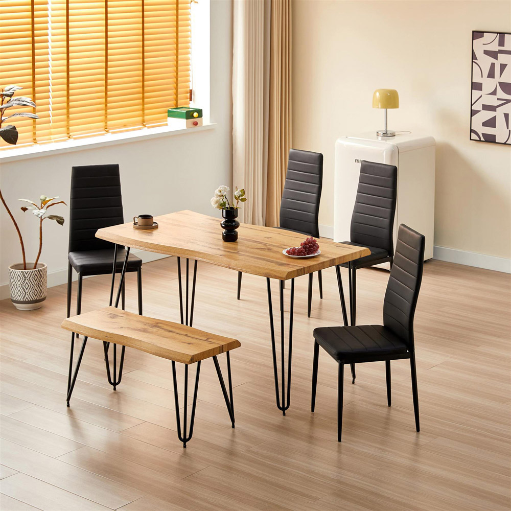 Kosy Koala 6 Seater Dining Table Set with Metal Chairs and Bench Set Image 5