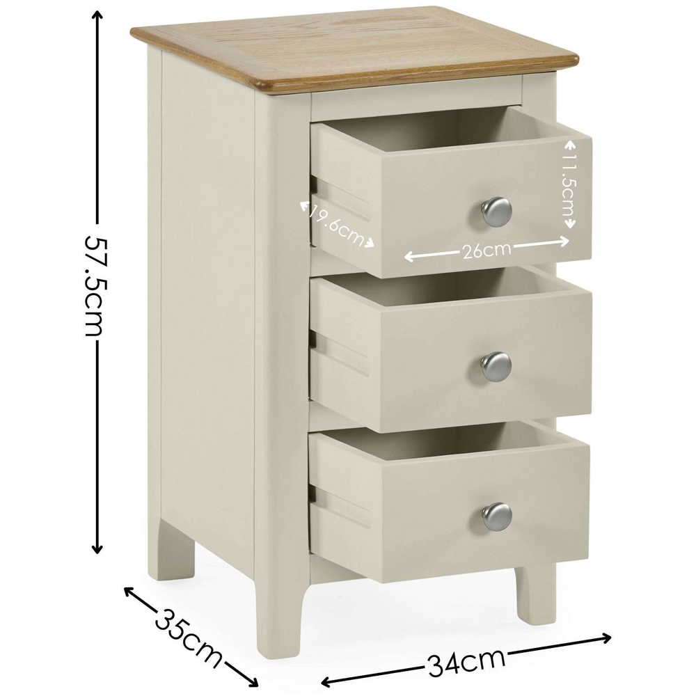 Julian Bowen Somerset 3 Drawer Truffle Grey and Oak Compact Bedside Table Image 9