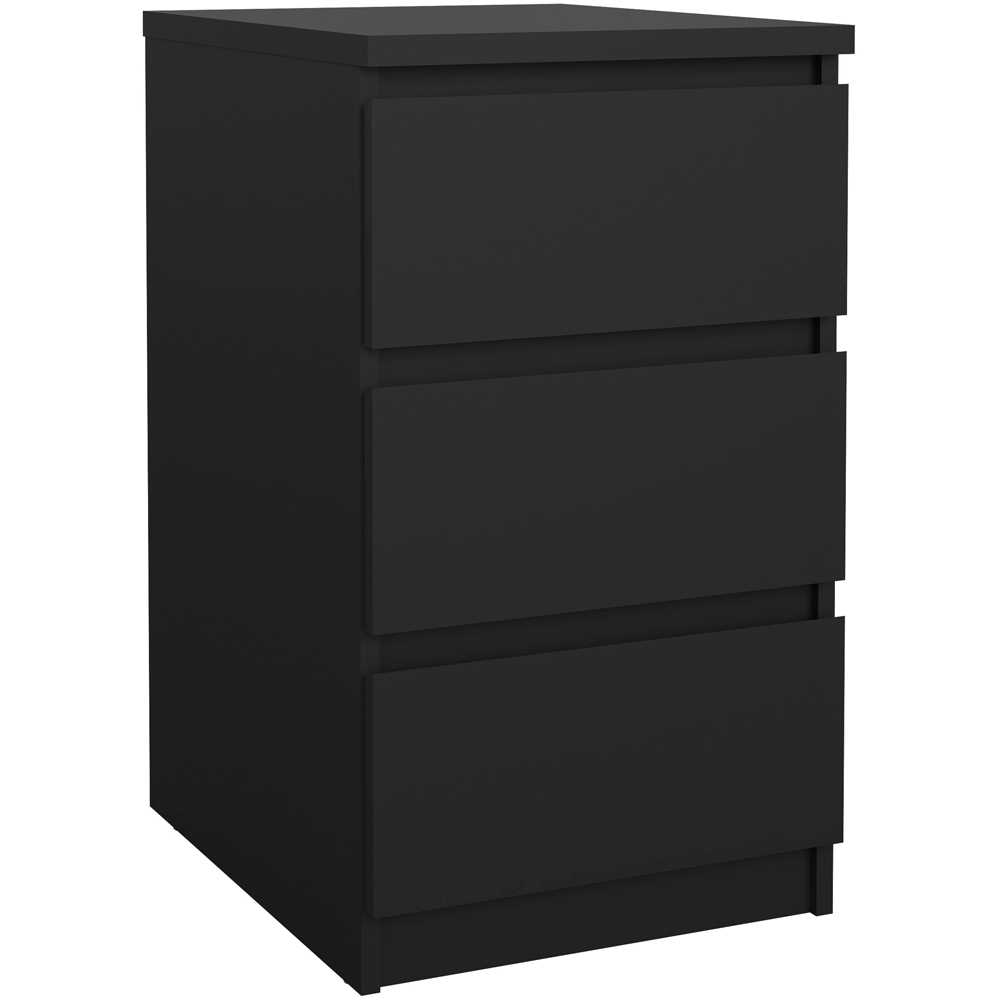 Florence 3 Drawer Matt Black Bedside Table Image 2