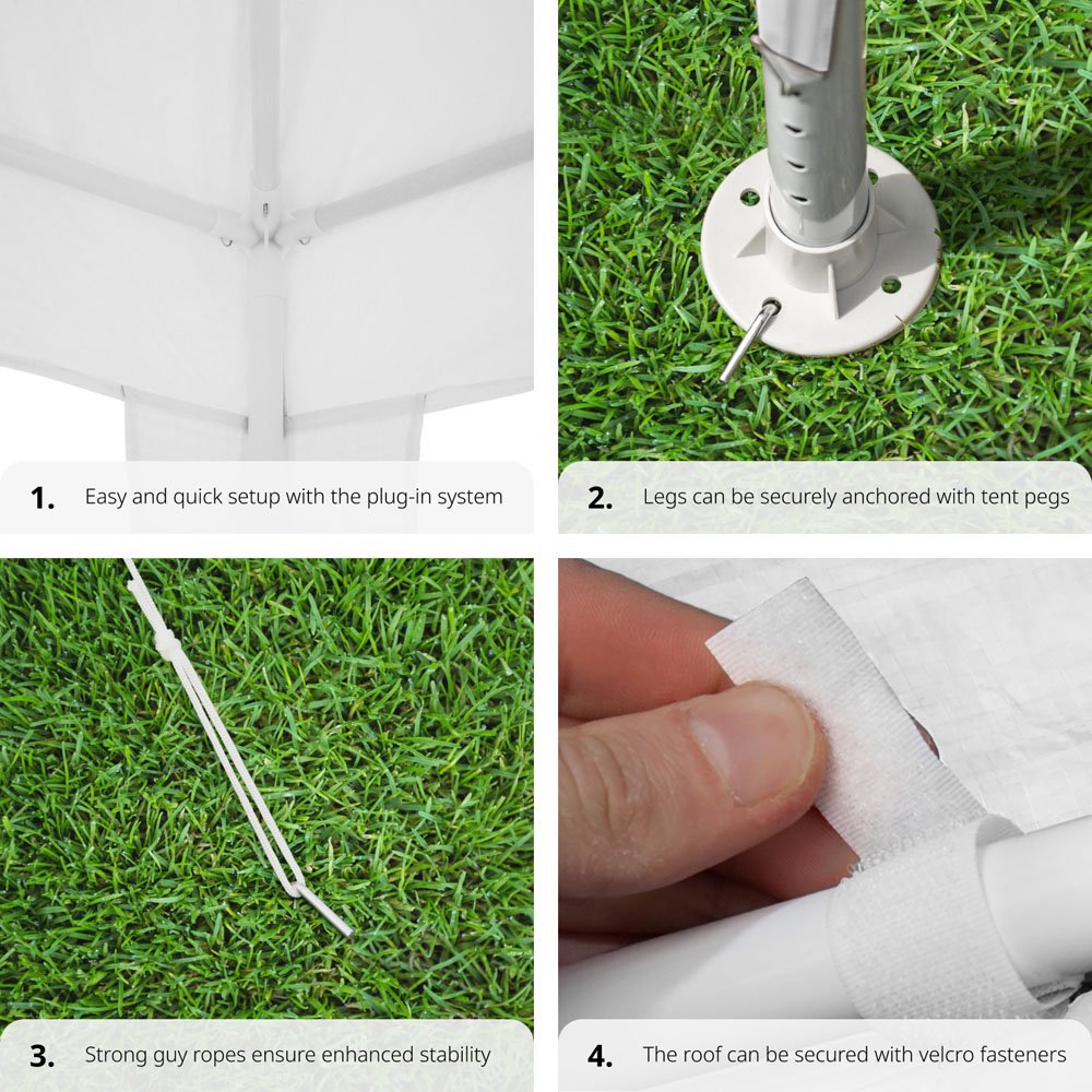 tectake Baraban White 3 Side Panel Gazebo Image 5